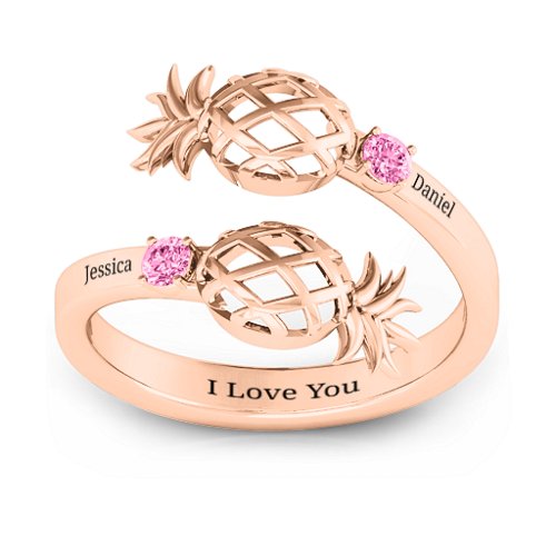 Pineapple Passion Wraparound Ring – 10K Rose Gold with Pink Tourmaline