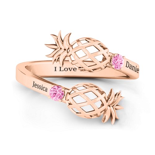 Pineapple Passion Wraparound Ring – 10K Rose Gold with Pink Tourmaline