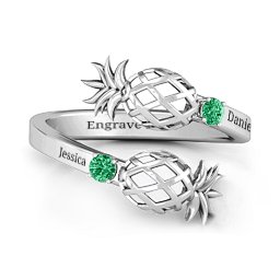 Pineapple Passion Wraparound Ring in 925 Sterling Silver with Emerald