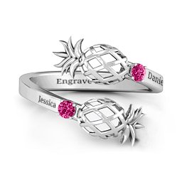 Pineapple Passion Wraparound Ring in 925 Sterling Silver with Ruby