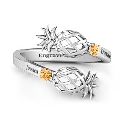 Pineapple Passion Wraparound Ring in 925 Sterling Silver with Citrine