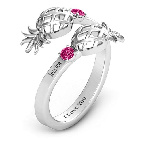 Pineapple Passion Wraparound Ring – Sterling Silver with Ruby