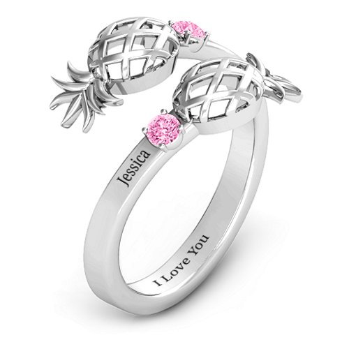 Pineapple Passion Wraparound Ring – Sterling Silver with Pink Tourmaline