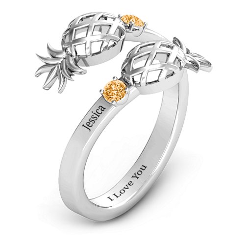 Pineapple Passion Wraparound Ring – Sterling Silver with Citrine