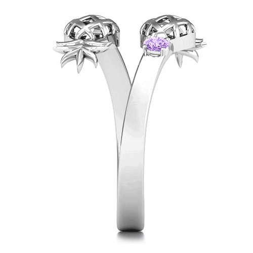 Pineapple Passion Wraparound Ring – Sterling Silver with Amethyst