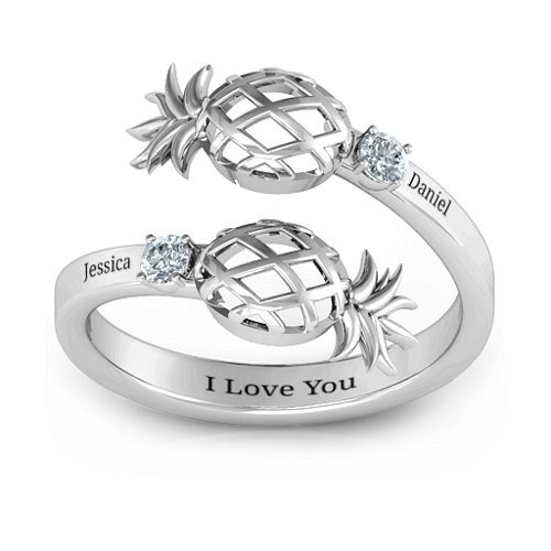Pineapple Passion Wraparound Ring – Sterling Silver with Diamond