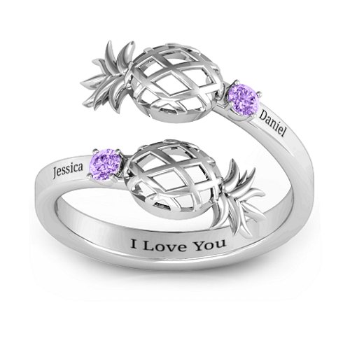 Pineapple Passion Wraparound Ring – Sterling Silver with Amethyst