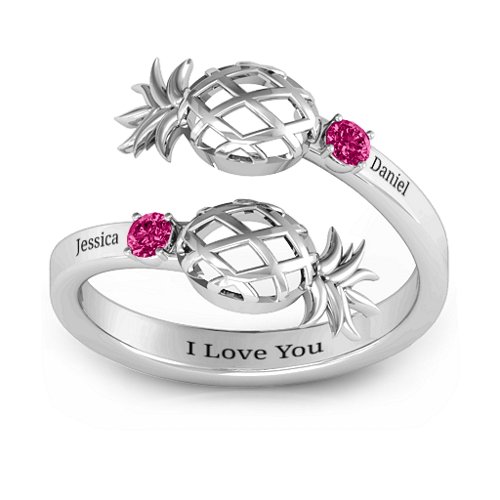 Pineapple Passion Wraparound Ring – Sterling Silver with Ruby