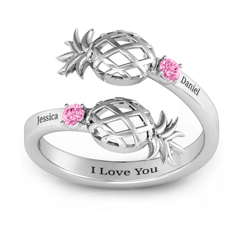 Pineapple Passion Wraparound Ring – Sterling Silver with Pink Tourmaline