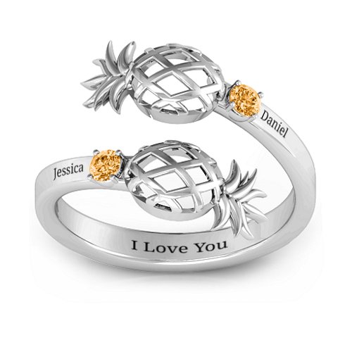 Pineapple Passion Wraparound Ring – Sterling Silver with Citrine