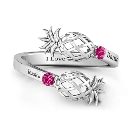 Pineapple Passion Wraparound Ring – Sterling Silver with Ruby