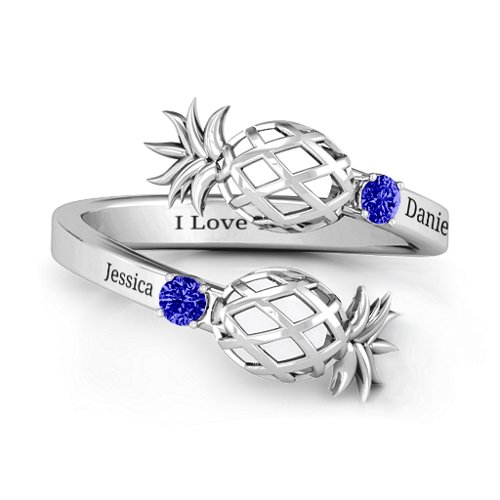 Pineapple Passion Wraparound Ring – Sterling Silver with Blue Sapphire