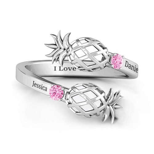 Pineapple Passion Wraparound Ring – Sterling Silver with Pink Tourmaline