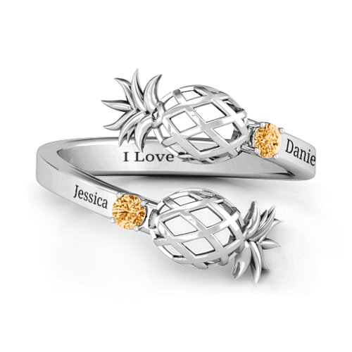 Pineapple Passion Wraparound Ring – Sterling Silver with Citrine
