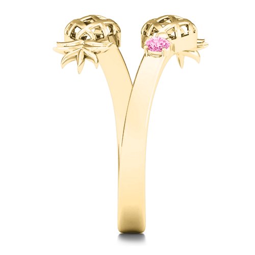 Pineapple Passion Wraparound Ring – 10K Yellow Gold with Pink Tourmaline
