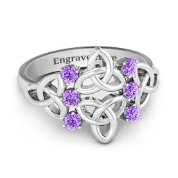 Celtic Charm Ring in 925 Sterling Silver with Amethyst