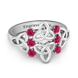 Celtic Charm Ring in 925 Sterling Silver with Ruby