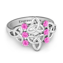 Celtic Charm Ring in 925 Sterling Silver with Pink Tourmaline