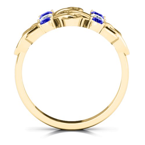 Celtic Charm Ring – 10K Yellow Gold with Blue Sapphire and Cubic Zirconia