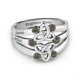 Celtic Celebration Ring in 925 Sterling Silver with Smokey Quartz