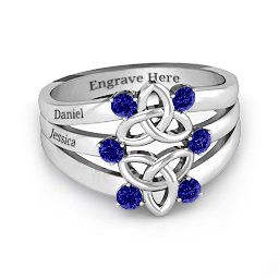Celtic Celebration Ring in 925 Sterling Silver with Blue Sapphire