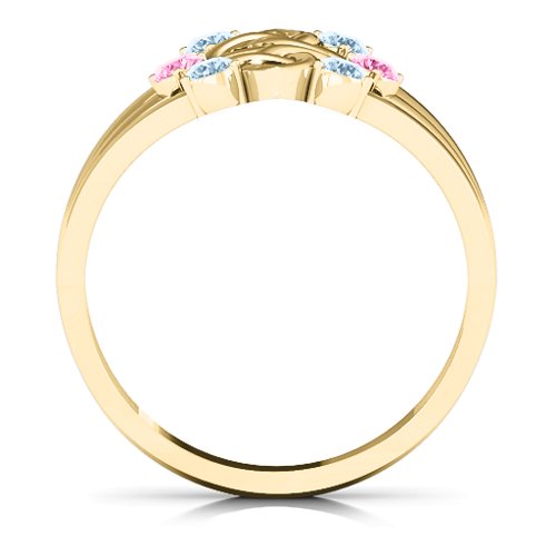 Celtic Celebration Ring – 10K Yellow Gold with Aquamarine and Pink Tourmaline