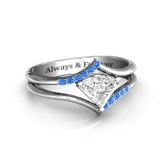 Vision Of Love Ring – 10K Yellow Gold with White Premium Zirconia and Fancy Blue Premium Zirconia