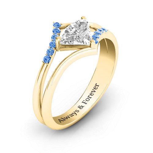 Vision Of Love Ring – 10K Yellow Gold with White Premium Zirconia and Fancy Blue Premium Zirconia