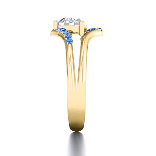 Vision Of Love Ring – 10K Yellow Gold with White Premium Zirconia and Fancy Blue Premium Zirconia