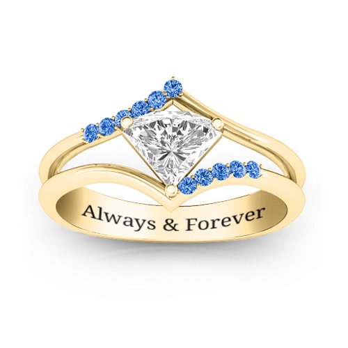 Vision Of Love Ring – 10K Yellow Gold with White Premium Zirconia and Fancy Blue Premium Zirconia