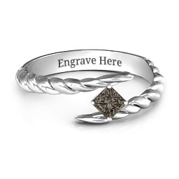 Unicorn Horn Ring in 925 Sterling Silver with Smokey Quartz