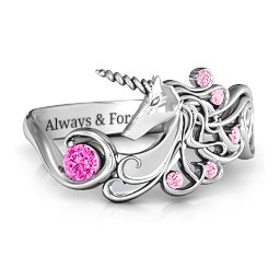 Rainbow Unicorn Ring in 925 Sterling Silver with Pink Tourmaline and Fancy Pink Premium Zirconia