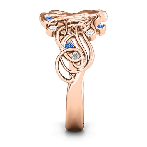 Rainbow Unicorn Ring – 10K Rose Gold with Blue Sapphire, Fancy Blue Premium Zirconia, and White Premium Zirconia