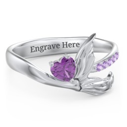 Mystical Mermaid Ring in 925 Sterling Silver with Amethyst and Amethyst Premium Zirconia