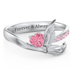 Mystical Mermaid Ring in 925 Sterling Silver with Pink Tourmaline and Fancy Pink Premium Zirconia