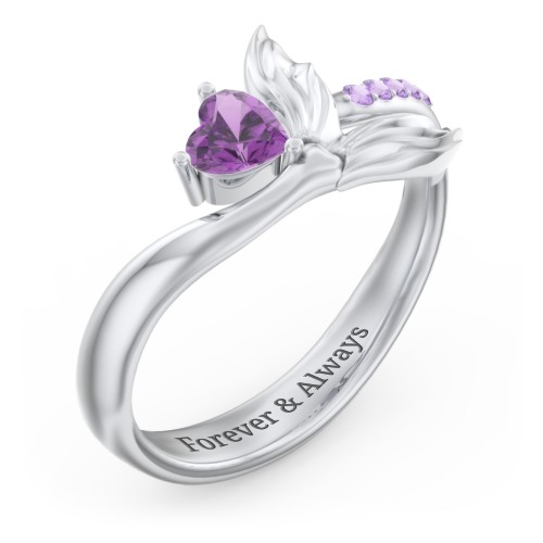Mystical Mermaid Ring – Sterling Silver with Amethyst and Amethyst Premium Zirconia
