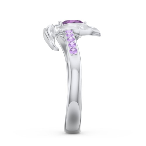 Mystical Mermaid Ring – Sterling Silver with Amethyst and Amethyst Premium Zirconia