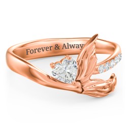 Mystical Mermaid Ring in 10K Solid Rose Gold with Cubic Zirconia and White Premium Zirconia