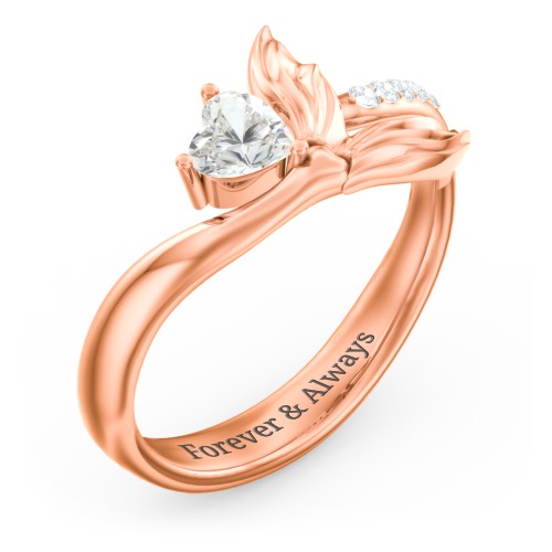 Mystical Mermaid Ring – 10K Rose Gold with Cubic Zirconia and White Premium Zirconia