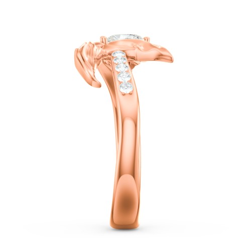 Mystical Mermaid Ring – 10K Rose Gold with Cubic Zirconia and White Premium Zirconia
