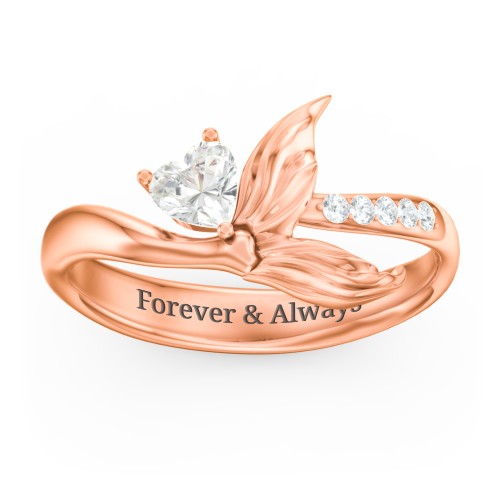 Mystical Mermaid Ring – 10K Rose Gold with Cubic Zirconia and White Premium Zirconia