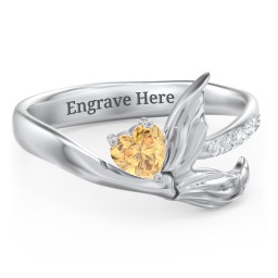 Mystical Mermaid Ring in 925 Sterling Silver with Citrine and White Premium Zirconia
