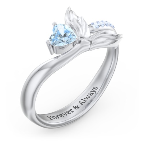 Mystical Mermaid Ring – Sterling Silver with Aquamarine and Fancy Blue Premium Zirconia