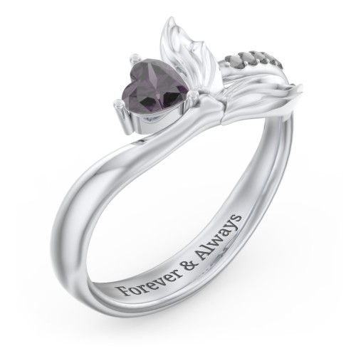 Mystical Mermaid Ring – Sterling Silver with Alexandrite and Black Premium Zirconia