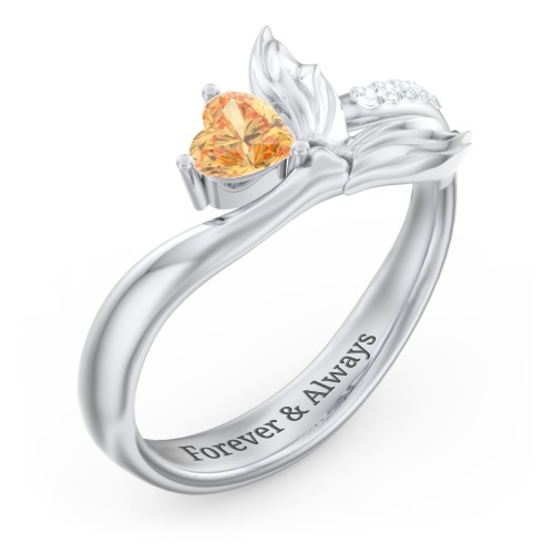Mystical Mermaid Ring – Sterling Silver with Citrine and White Premium Zirconia
