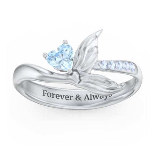Mystical Mermaid Ring – Sterling Silver with Aquamarine and Fancy Blue Premium Zirconia