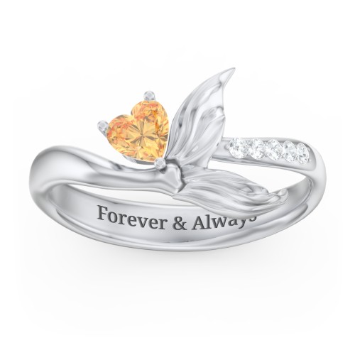 Mystical Mermaid Ring – Sterling Silver with Citrine and White Premium Zirconia