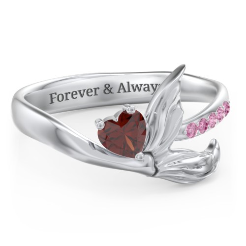 Mystical Mermaid Ring – Sterling Silver with Garnet and Red Premium Zirconia