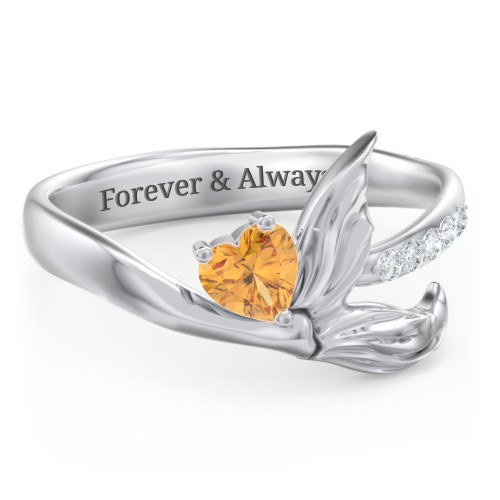 Mystical Mermaid Ring – Sterling Silver with Citrine and White Premium Zirconia