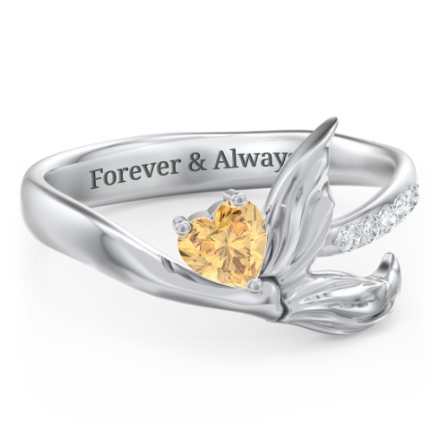 Mystical Mermaid Ring – Sterling Silver with Citrine and White Premium Zirconia